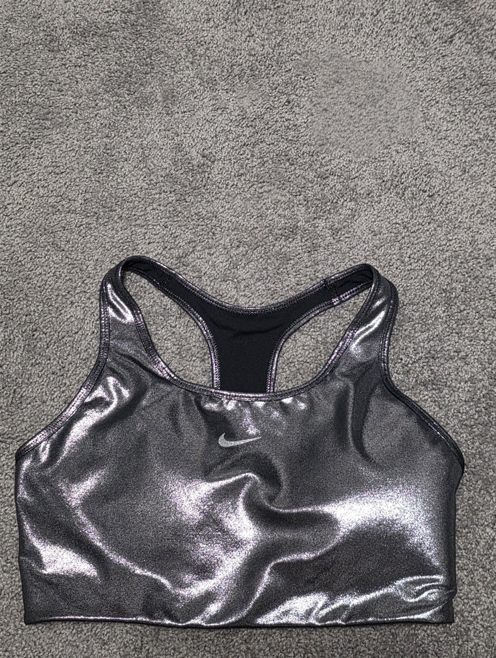 Nike Silver Metallic Racerback Sports Bra